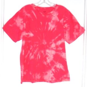New Upcycled Shirt Reverse Tie Dye Duo Pink Stretch Cotton Comfy Unisex Size L